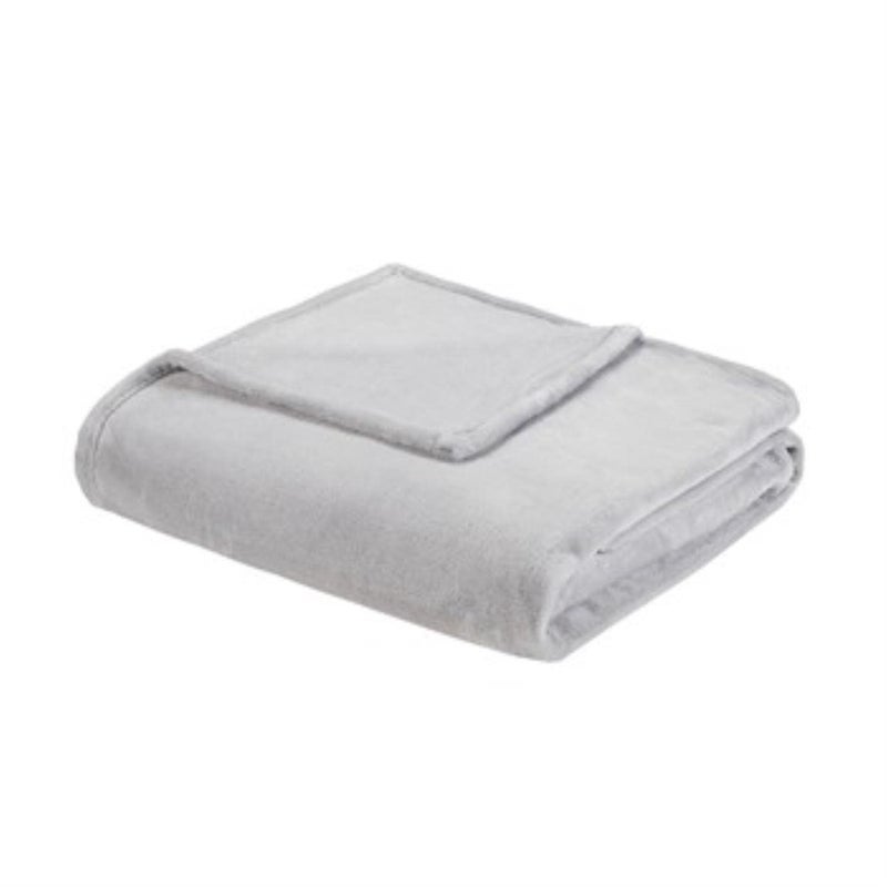 Intelligent Design Microlight Plush Luxury, Oversized Throw Blanket, Premium All Season Cover for Bed, Couch, King, Grey - Image 1